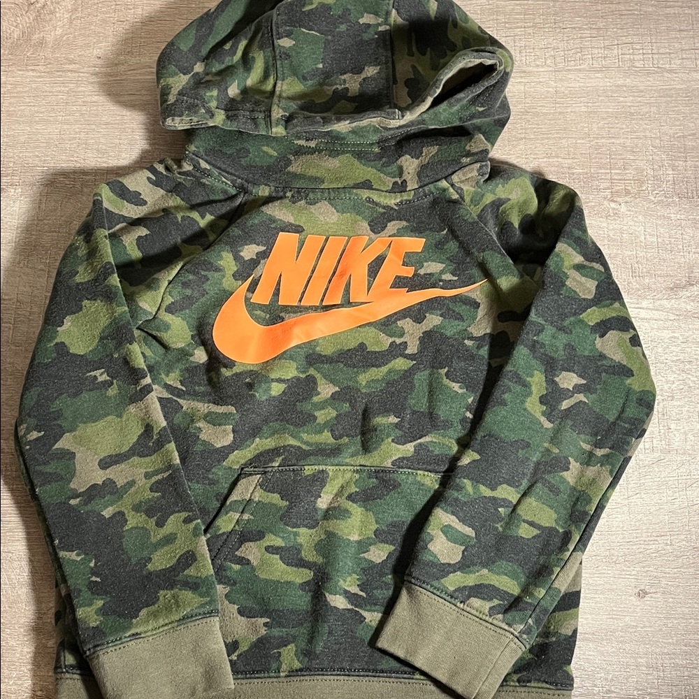 Nike Kids Camouflage Hoodie - Green and Orange